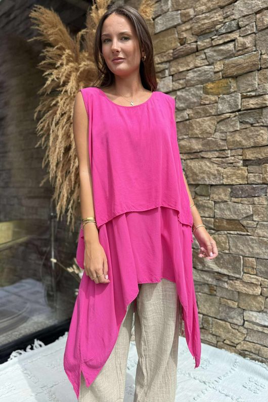 The Bertie Two Piece Layer Top Hot Pink /6 =